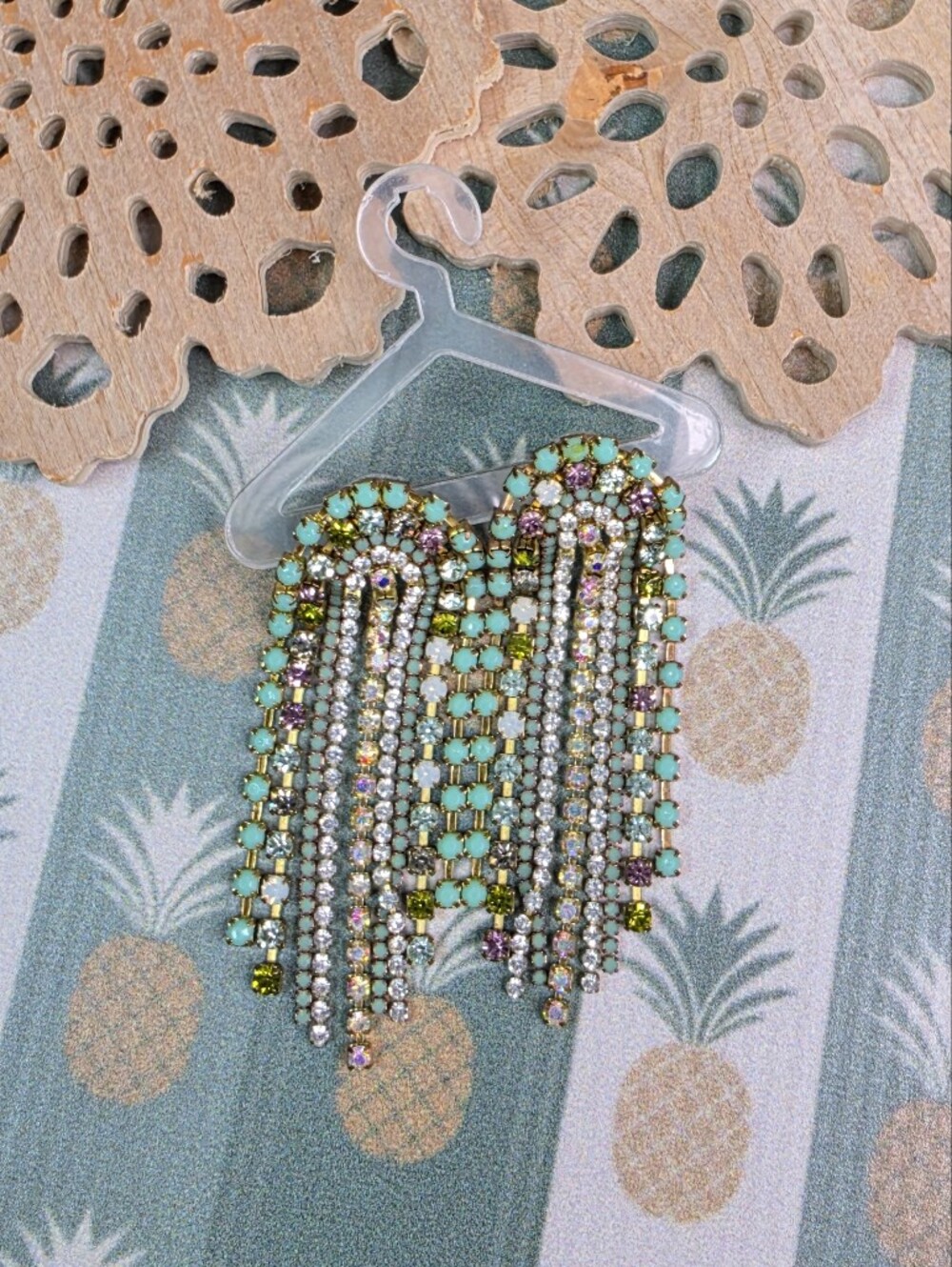 Feed Me Gems Turquoise Crystal Fringe Statement Earrings